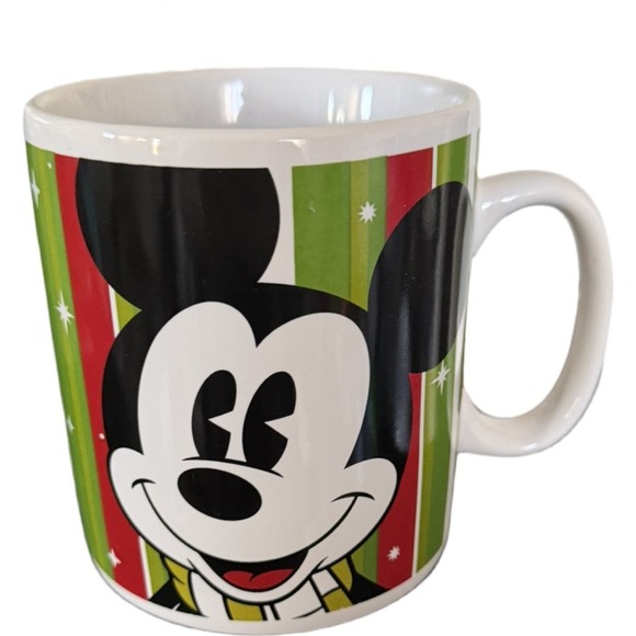 Disney Other - Mickey XL 24 Ounce Coffee Mug Holiday Scarf Disney Striped Drinking Cup